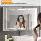 Mobiletto da bagno con specchio illuminato extra large 60 x 36 pollici, grande mobiletto da bagno a 3 ante a parete con luci