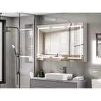 Mobiletto da bagno con specchio illuminato extra large 60 x 36 pollici, grande mobiletto da bagno a 3 ante a parete con luci