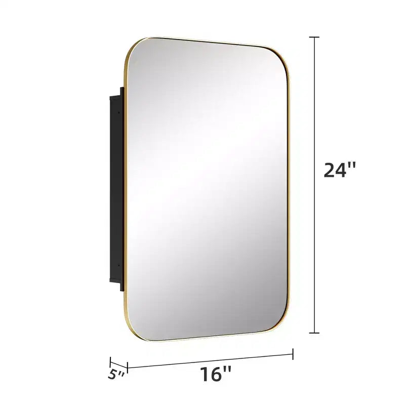 Pensile da bagno rettangolare dorato da 24 * 16 pollici con specchio