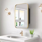 Pensile da bagno rettangolare dorato da 24 * 16 pollici con specchio