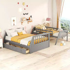 Letto a Castello "Twin-Over-Full" con Cassetti, Scaletta e Scala Contenitore, Espresso