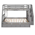 Letto a Castello "Twin-Over-Full" con Cassetti, Scaletta e Scala Contenitore, Espresso