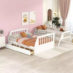 Letto a Castello "Twin-Over-Full" con Cassetti, Scaletta e Scala Contenitore, Espresso