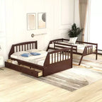 Letto a Castello "Twin-Over-Full" con Cassetti, Scaletta e Scala Contenitore, Espresso