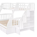 Letto a Castello "Twin-Over-Full" con Cassetti, Scaletta e Scala Contenitore, Espresso
