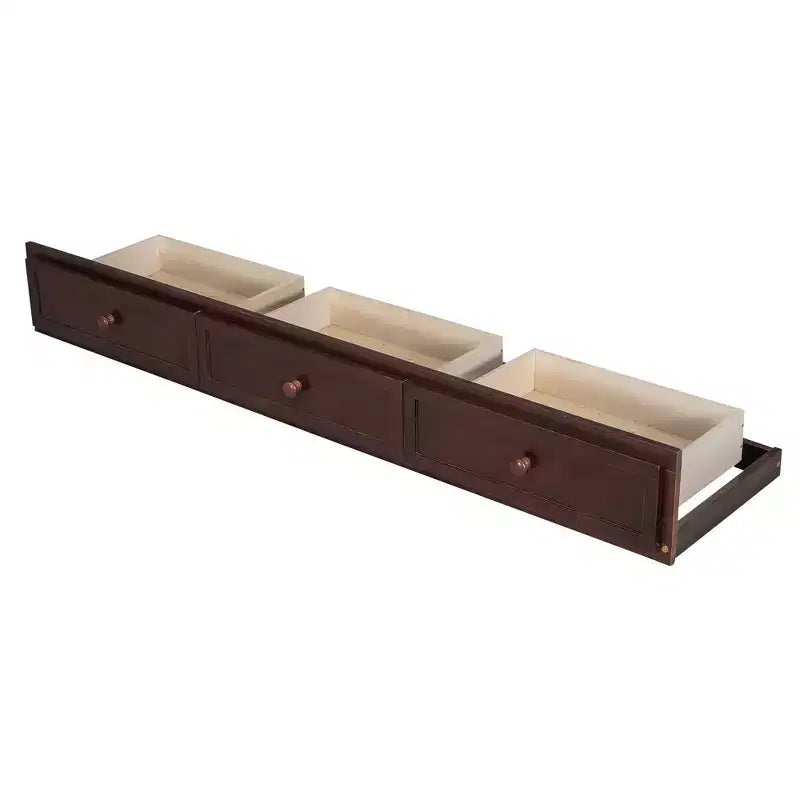 Letto a Castello "Twin-Over-Full" con Cassetti, Scaletta e Scala Contenitore, Espresso