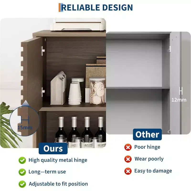 Mobile contenitore scanalato da 43" con ante scorrevoli - Organizzatore a 3 ripiani regolabili per soggiorno e cucina