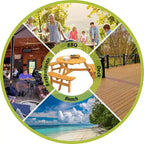 Tavolo da picnic rotondo per 6 persone con foro per ombrellone, set da pranzo in legno per esterni con 3 panche integrate, capacità 780 kg per giardino/patio