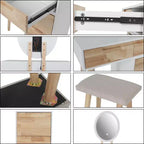 27.5 Scrivania da trucco estensibile con specchio LED e sgabello