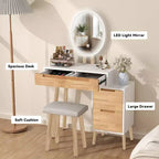 27.5 Scrivania da trucco estensibile con specchio LED e sgabello