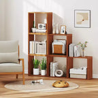 1/2 PZ Organizer a 3 Cubi, Scaffali Libreria Impilabili per Piccoli Spazi Teak