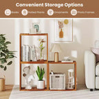 1/2 PZ Organizer a 3 Cubi, Scaffali Libreria Impilabili per Piccoli Spazi Teak