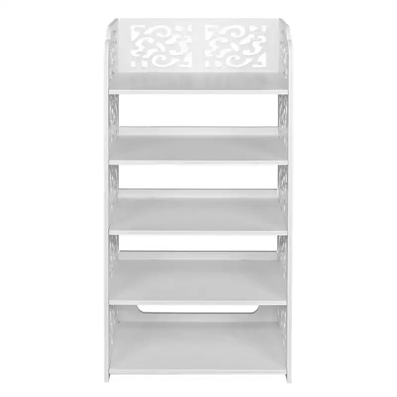 Scarpiera a 5 ripiani Karl Home in PVC (cloruro di polivinile) bianco, larga 42 cm, autoportante