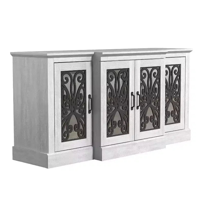 Credenza larga Calidia a 4 ante - Quercia grigia polvere