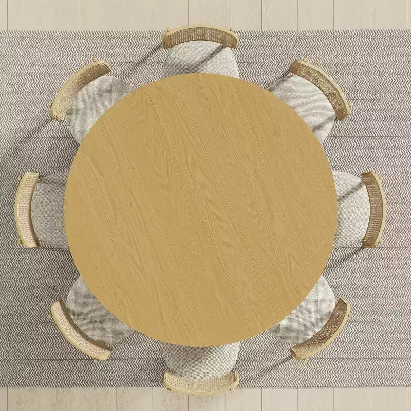 Tavolo da pranzo rotondo in legno massello da 60 pollici, tavolo da cucina per 6-8 persone con piano d'appoggio e gambe cilindriche concave per soggiorno/sala da pranzo, caffè, ufficio, naturale