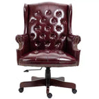Sedia da ufficio direzionale con base color legno, sedia comoda con schienale e braccioli imbottiti, sedia Criss Cross per ufficio, studio