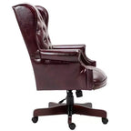 Sedia da ufficio direzionale con base color legno, sedia comoda con schienale e braccioli imbottiti, sedia Criss Cross per ufficio, studio