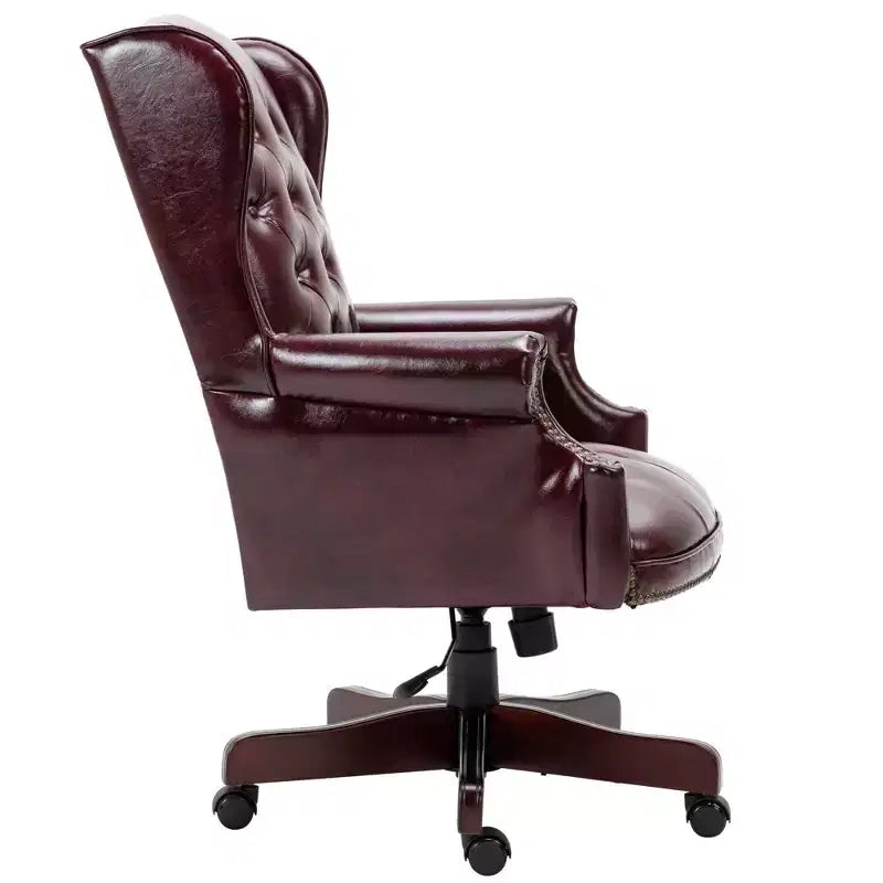 Sedia da ufficio direzionale con base color legno, sedia comoda con schienale e braccioli imbottiti, sedia Criss Cross per ufficio, studio