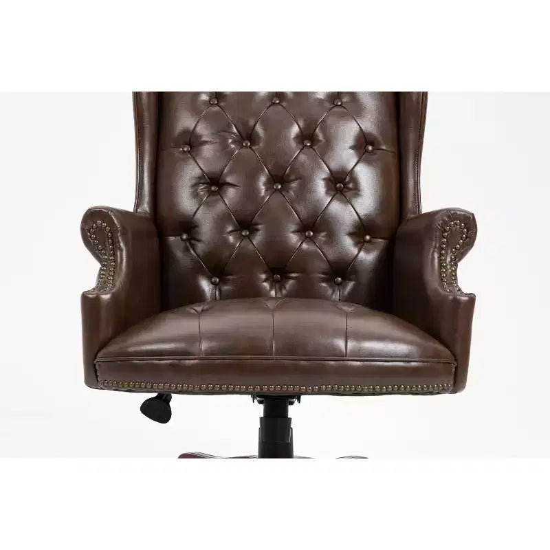 Sedia da ufficio direzionale con base color legno, sedia comoda con schienale e braccioli imbottiti, sedia Criss Cross per ufficio, studio