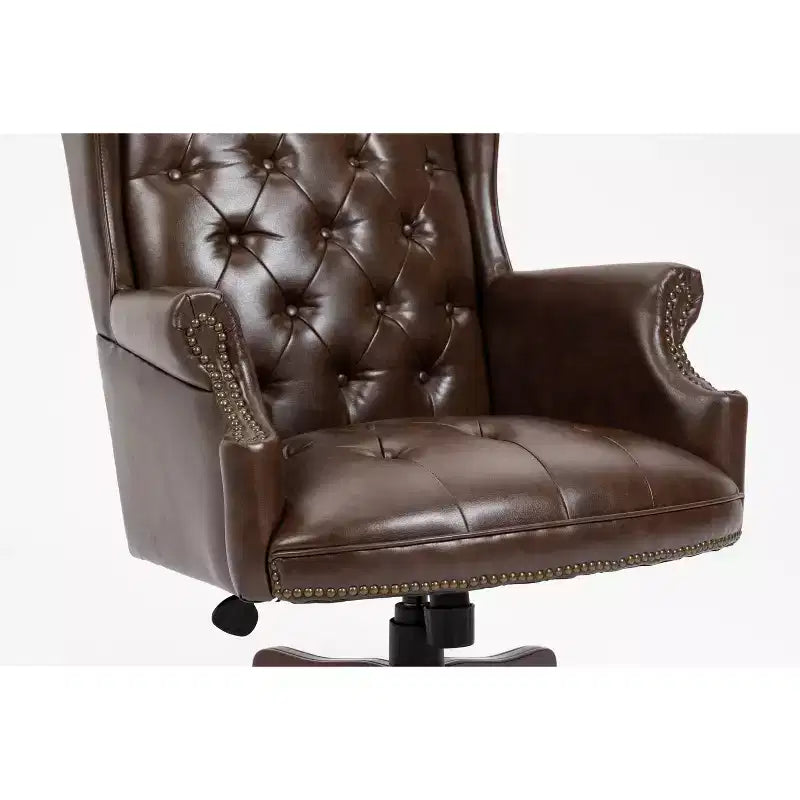 Sedia da ufficio direzionale con base color legno, sedia comoda con schienale e braccioli imbottiti, sedia Criss Cross per ufficio, studio