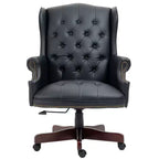 Sedia da ufficio direzionale con base color legno, sedia comoda con schienale e braccioli imbottiti, sedia Criss Cross per ufficio, studio