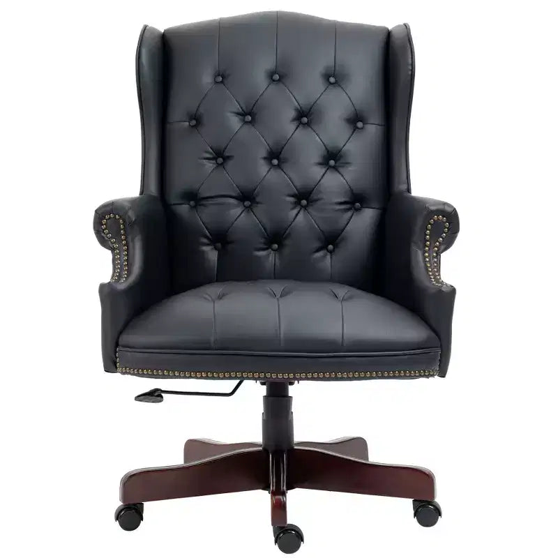 Sedia da ufficio direzionale con base color legno, sedia comoda con schienale e braccioli imbottiti, sedia Criss Cross per ufficio, studio