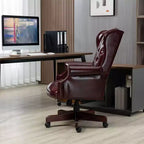 Sedia da ufficio direzionale con base color legno, sedia comoda con schienale e braccioli imbottiti, sedia Criss Cross per ufficio, studio