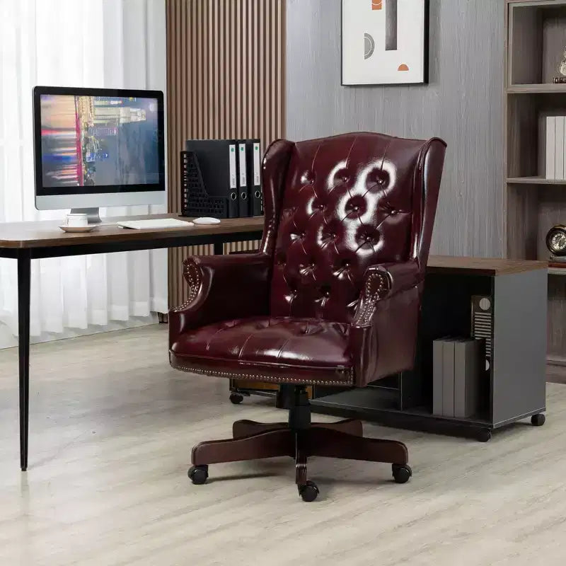 Sedia da ufficio direzionale con base color legno, sedia comoda con schienale e braccioli imbottiti, sedia Criss Cross per ufficio, studio