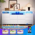 Cassettiera 10 cassetti da 160 cm, porta TV per TV da 65 70 75 pollici, cassettiera in tessuto con luce LED e presa di corrente, lungo mobile TV