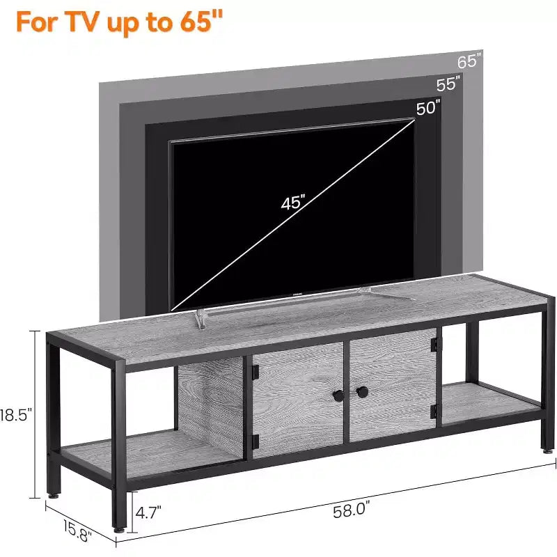 Mobile Porta TV Modern Farmhouse per Soggiorno con Ripiani Contenitori, Consolle Centro di Intrattenimento per Camera da Letto