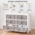 Comò a 6 cassetti per camera da letto, armadio organizer dal profilo antico - Comò in legno lungo con cassetti grandi