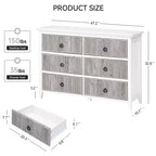 Comò a 6 cassetti per camera da letto, armadio organizer dal profilo antico - Comò in legno lungo con cassetti grandi