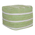 Pouf ottomano a righe a cubo in cotone verde e bianco 18