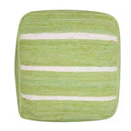 Pouf ottomano a righe a cubo in cotone verde e bianco 18