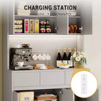 Luci a LED, Prese di Corrente, Dispensa da Cucina Moderna, Ripiani Regolabili,