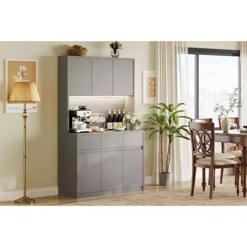 Luci a LED, Prese di Corrente, Dispensa da Cucina Moderna, Ripiani Regolabili,