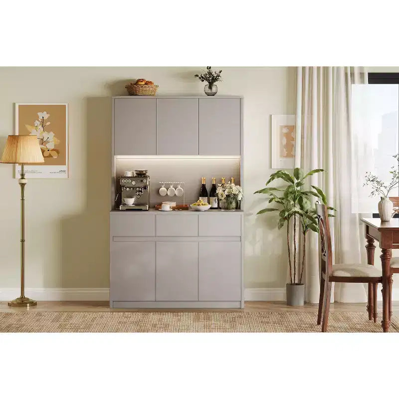 Luci a LED, Prese di Corrente, Dispensa da Cucina Moderna, Ripiani Regolabili,