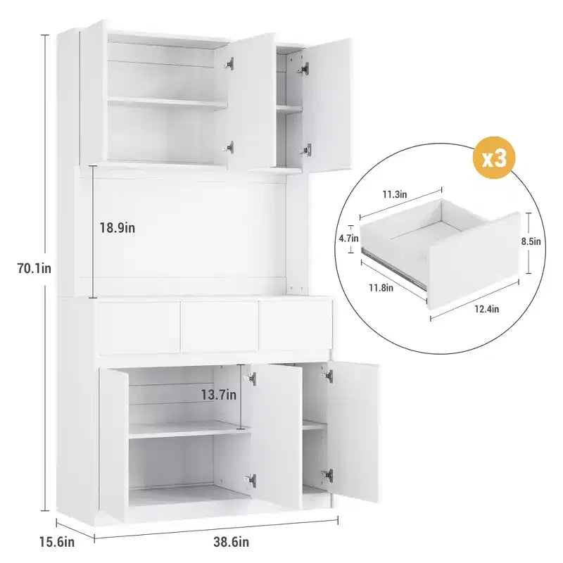 Luci a LED, Prese di Corrente, Dispensa da Cucina Moderna, Ripiani Regolabili,