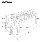 Letto a soppalco singolo, struttura in legno di pino con scala, spazio di archiviazione, scivolo, sponde di sicurezza a tutta lunghezza per camera da letto