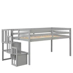 Letto a soppalco singolo, struttura in legno di pino con scala, spazio di archiviazione, scivolo, sponde di sicurezza a tutta lunghezza per camera da letto