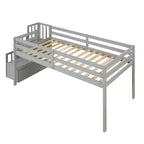 Letto a soppalco singolo, struttura in legno di pino con scala, spazio di archiviazione, scivolo, sponde di sicurezza a tutta lunghezza per camera da letto