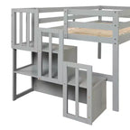 Letto a soppalco singolo, struttura in legno di pino con scala, spazio di archiviazione, scivolo, sponde di sicurezza a tutta lunghezza per camera da letto