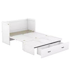 Letto a scomparsa completo a mobile, Letto a cassettone Murphy mobile in legno con porte USB e cassetti, Bianco