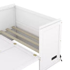 Letto a scomparsa completo a mobile, Letto a cassettone Murphy mobile in legno con porte USB e cassetti, Bianco