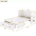 Letto a scomparsa completo a mobile, Letto a cassettone Murphy mobile in legno con porte USB e cassetti, Bianco