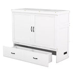 Letto a scomparsa completo a mobile, Letto a cassettone Murphy mobile in legno con porte USB e cassetti, Bianco