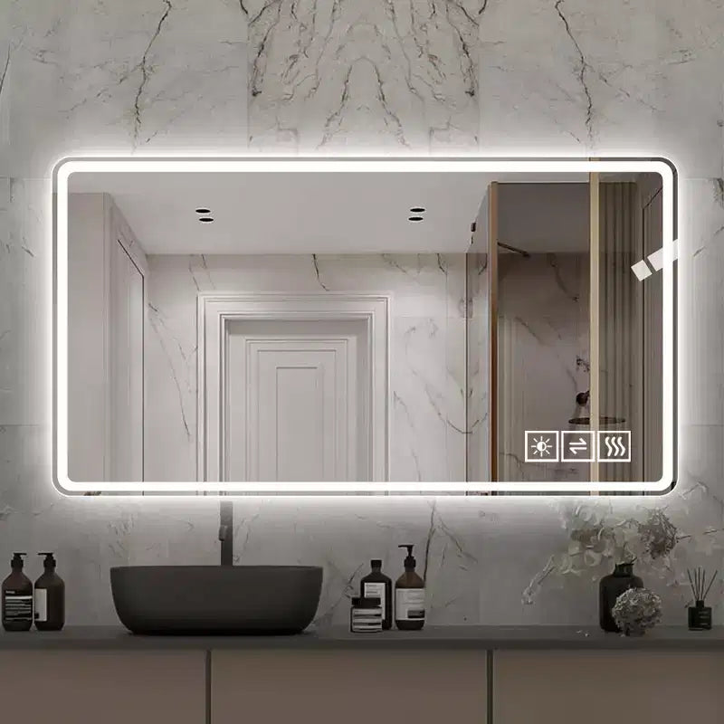 Specchio da bagno illuminato antiappannamento Brin Modern da 48'' con 3 colori e 5 livelli di luminosità regolabile
