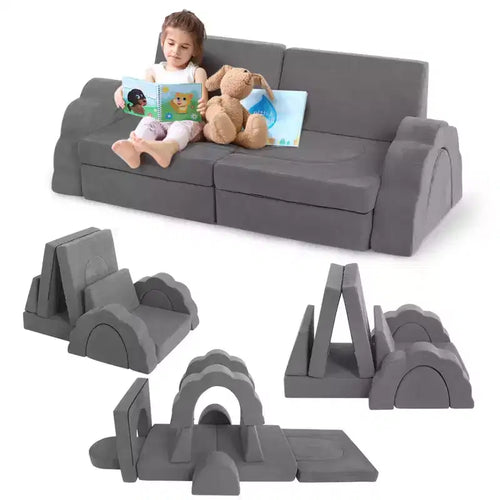 11-piece modular children's play sofa set, children's combination sofa, convertible sofa and floor mat, suitable for boys and girls.