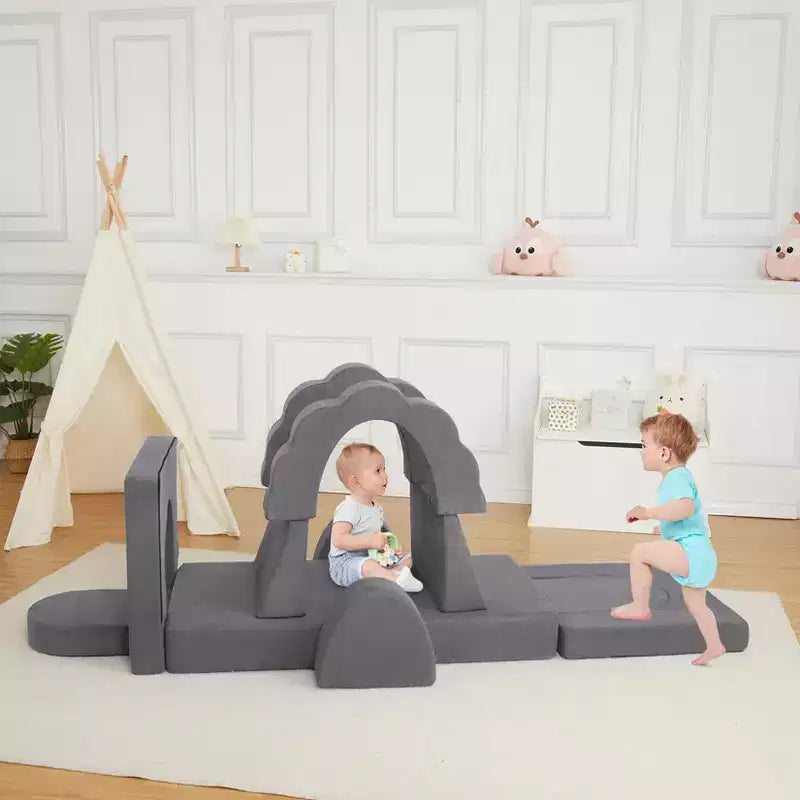 Divano gioco modulare per bambini da 11 pezzi, divano convertibile e tappetino, adatto a bambini e bambine