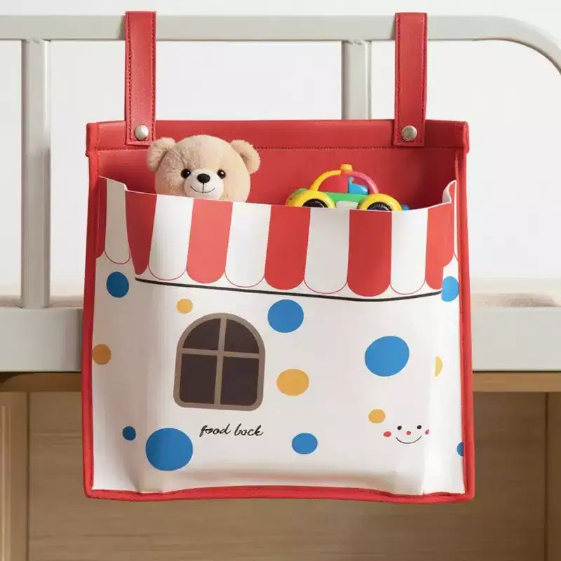 Borsa portaoggetti sospesa con stampa a casetta giocosa e cinghie a clip 39x30cm